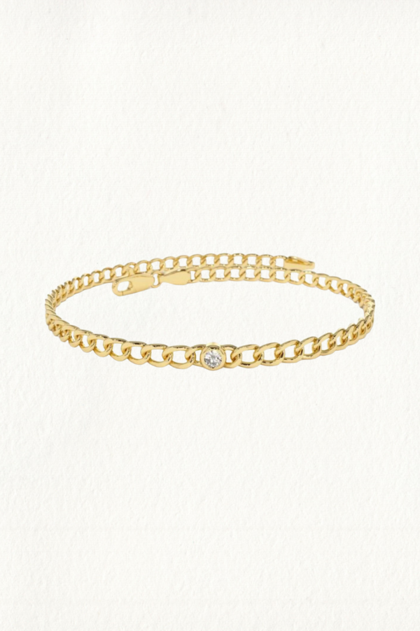 LIGHT CURB CHAIN SINGLE FLOATING BEZEL BRACELET