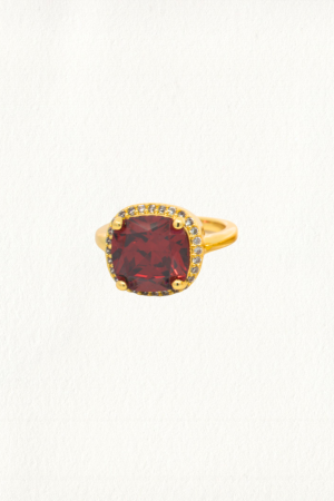 ROUNDED SQUARE DEEP GARNET COCKTAIL RING