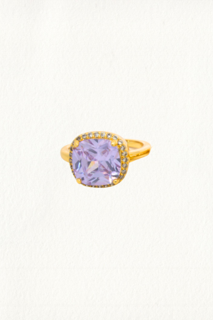 ROUNDED SQUARE LAVENDER COCKTAIL RING