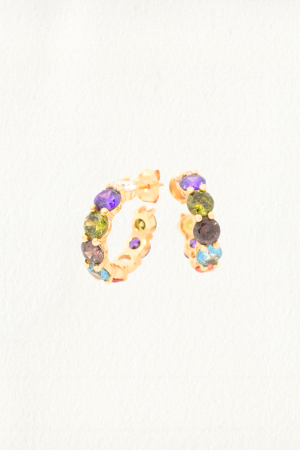MIDI RAINBOW SPARKLER HOOP EARRINGS - Image 1