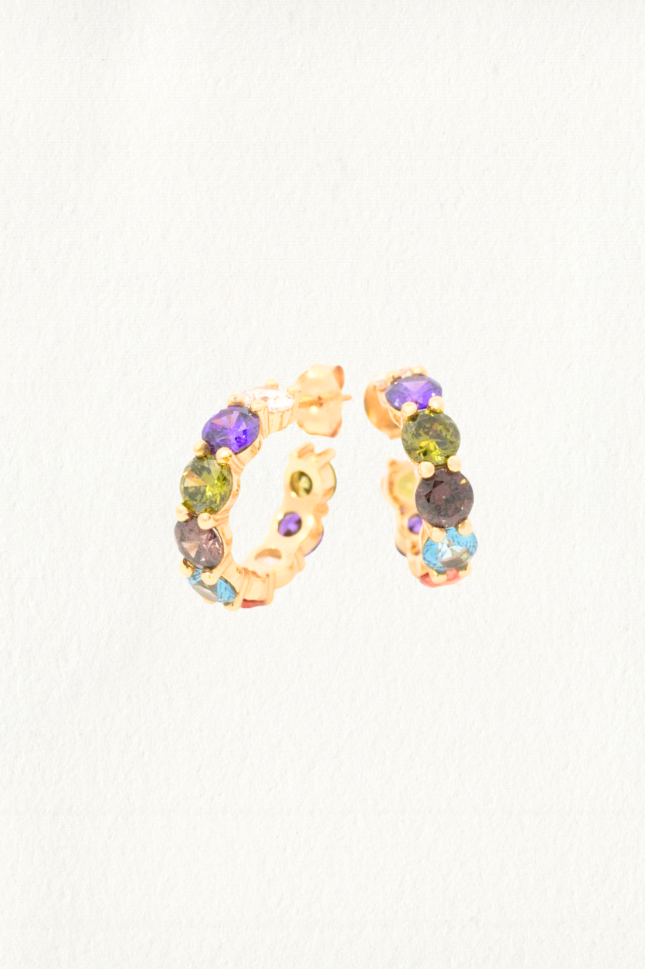 MIDI RAINBOW SPARKLER HOOP EARRINGS - Image 1