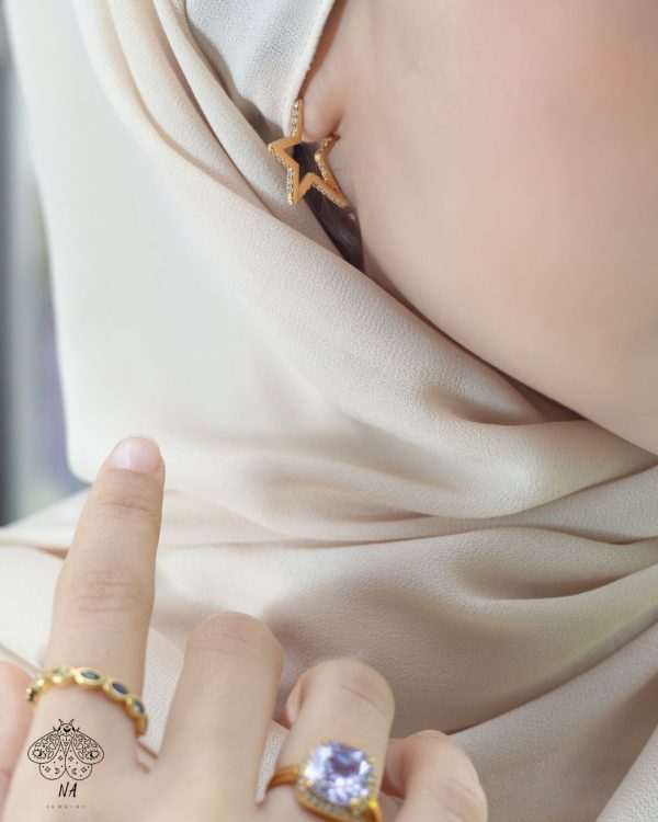 PAVE STAR STRUCK HOOP EARRINGS