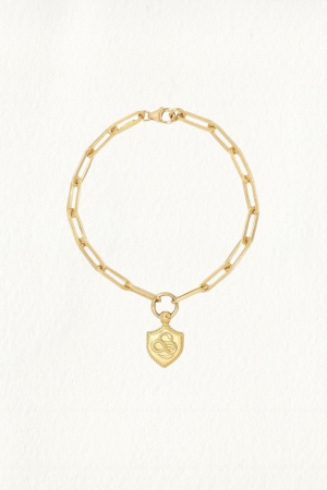 SNAKE SHIELD CHARM PAPER CLIP CHAIN BRACELET - Image 1