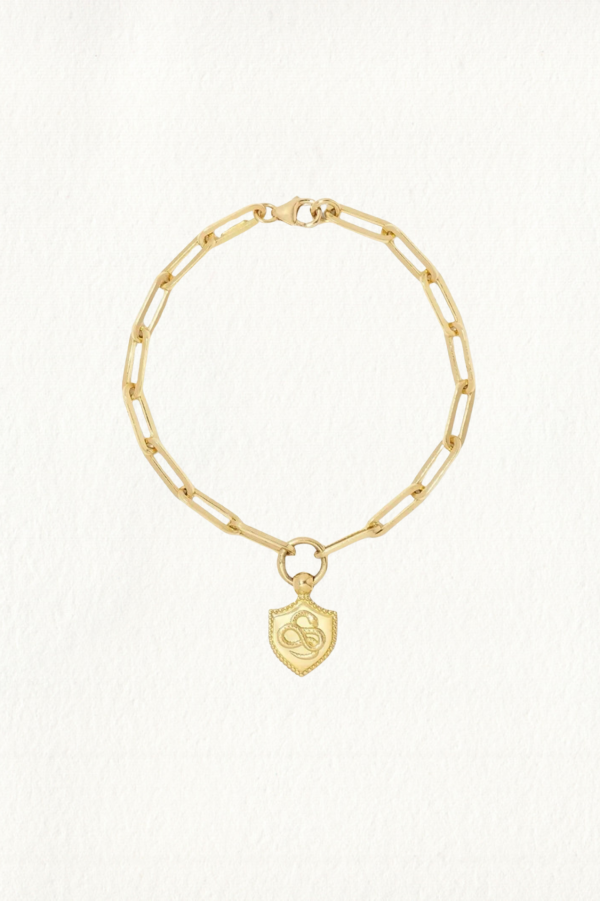 SNAKE SHIELD CHARM PAPER CLIP CHAIN BRACELET