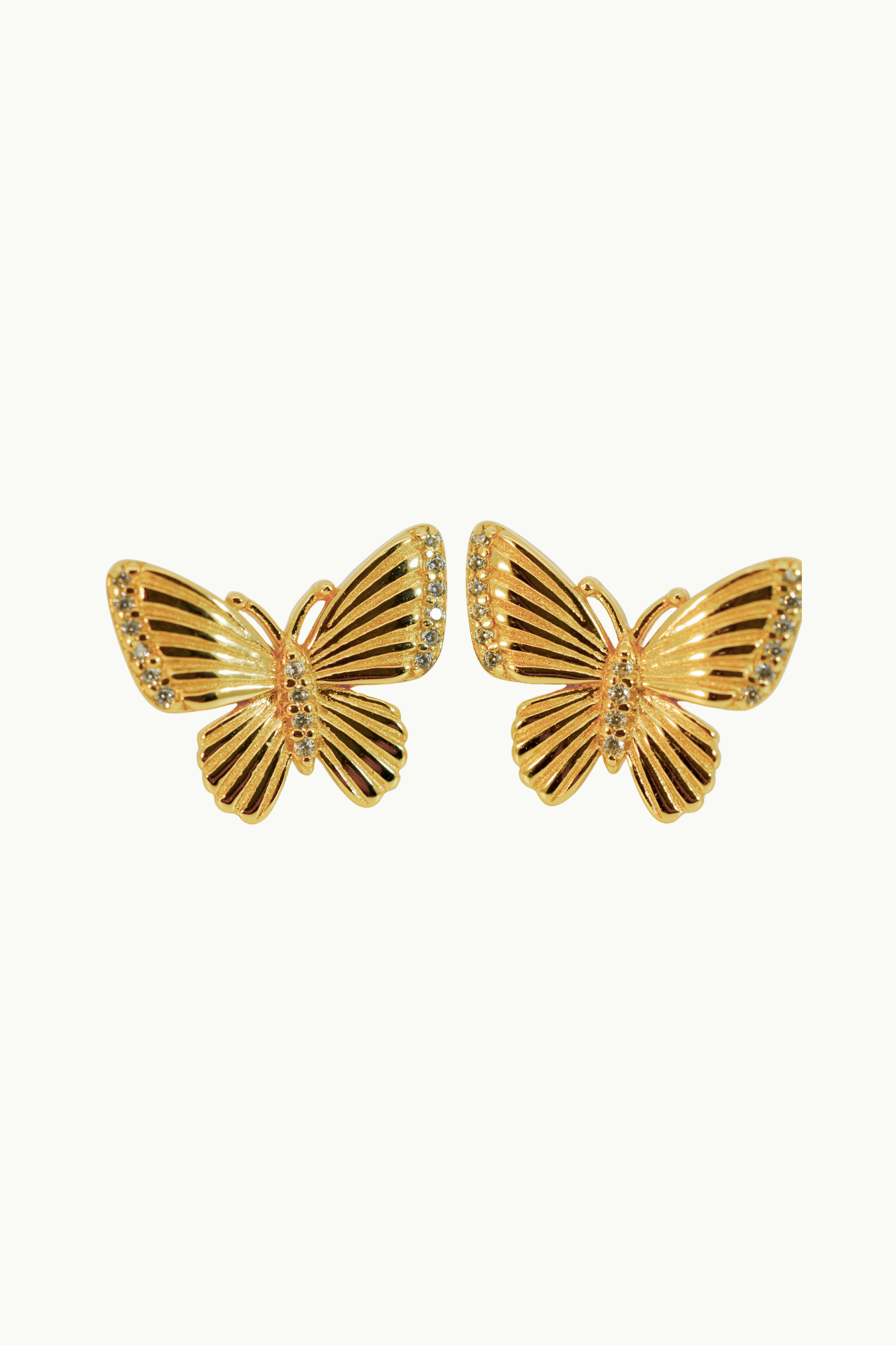 GOLD PAVE BUTTERFLIES STUD EARRINGS - Image 1