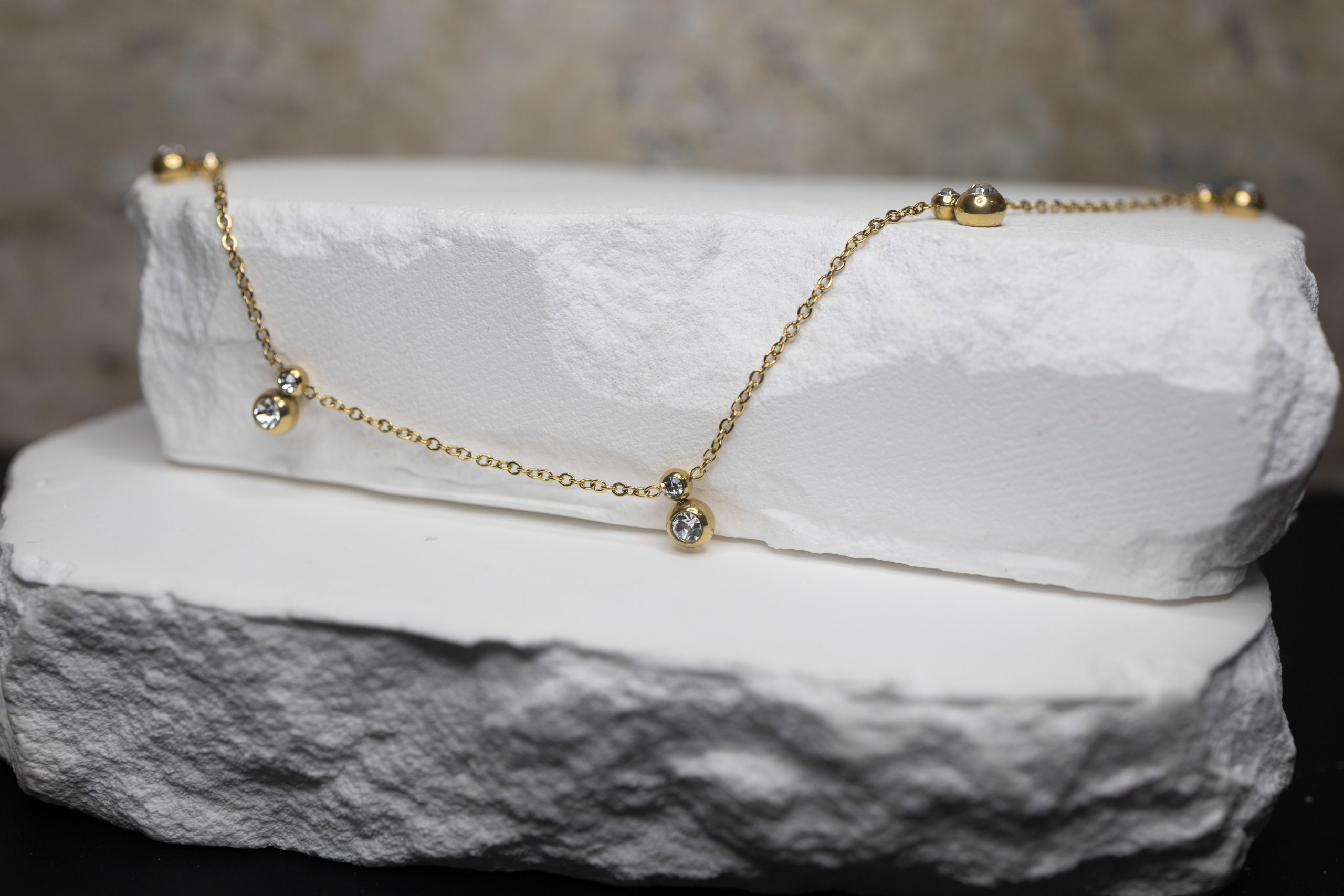 DANGLING DOUBLE STONE NECKLACE - Image 3