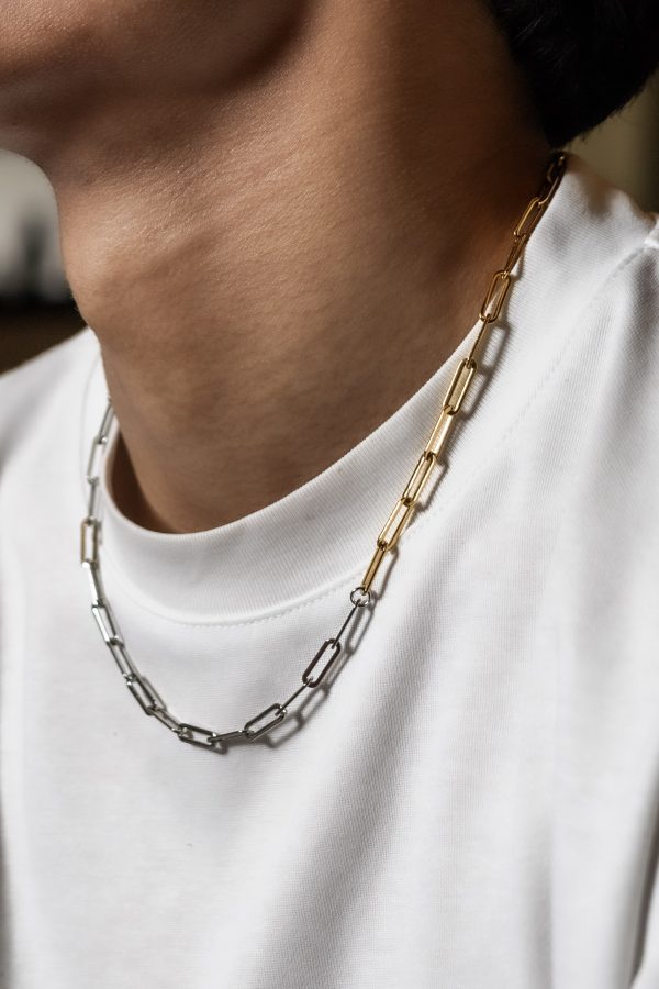 MEDIUM PAPERCLIP TWO TONE CHOKER