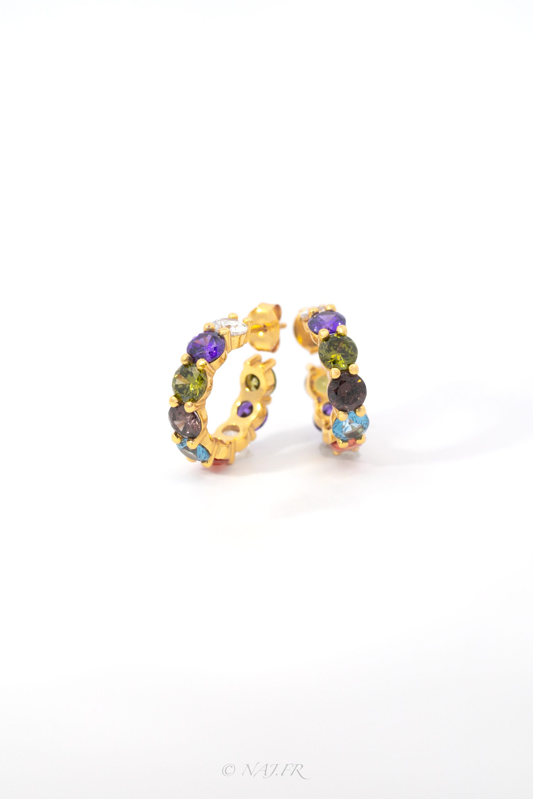 MIDI RAINBOW SPARKLER HOOP EARRINGS - Image 2