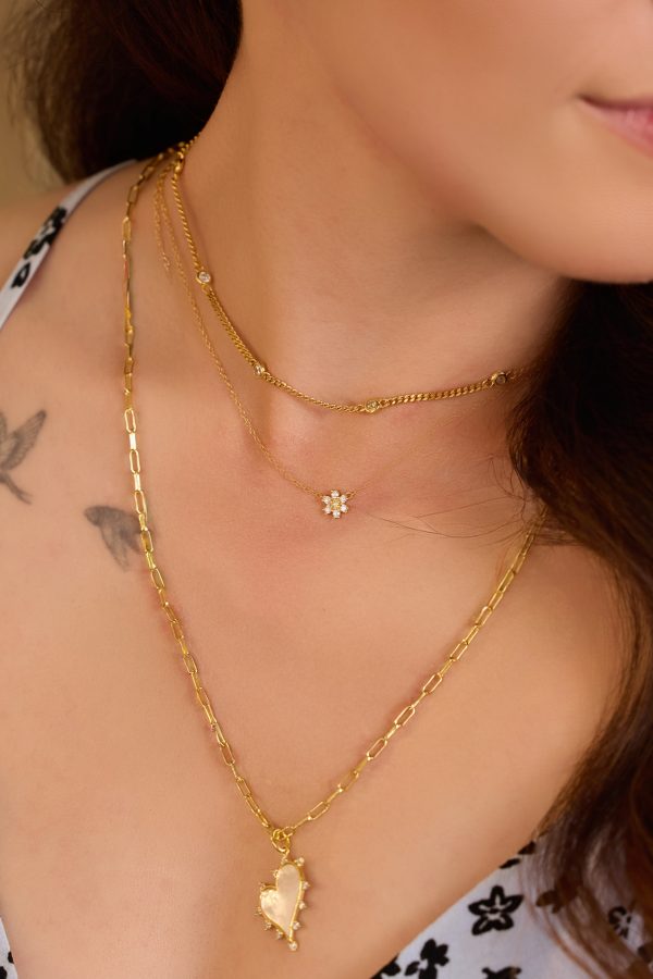 MOTHER OF PEARL SPIKY HEART NECKLACE