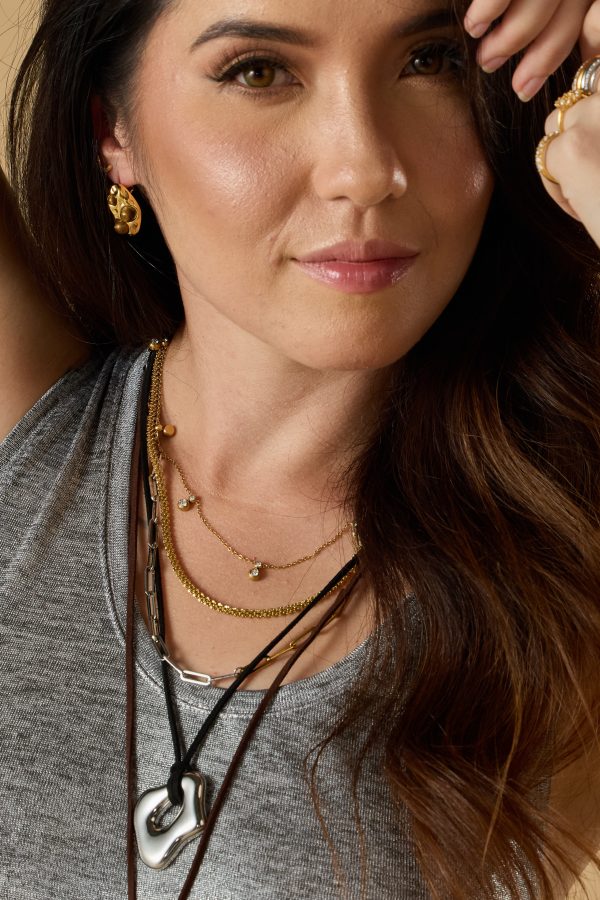 DANGLING DOUBLE STONE NECKLACE