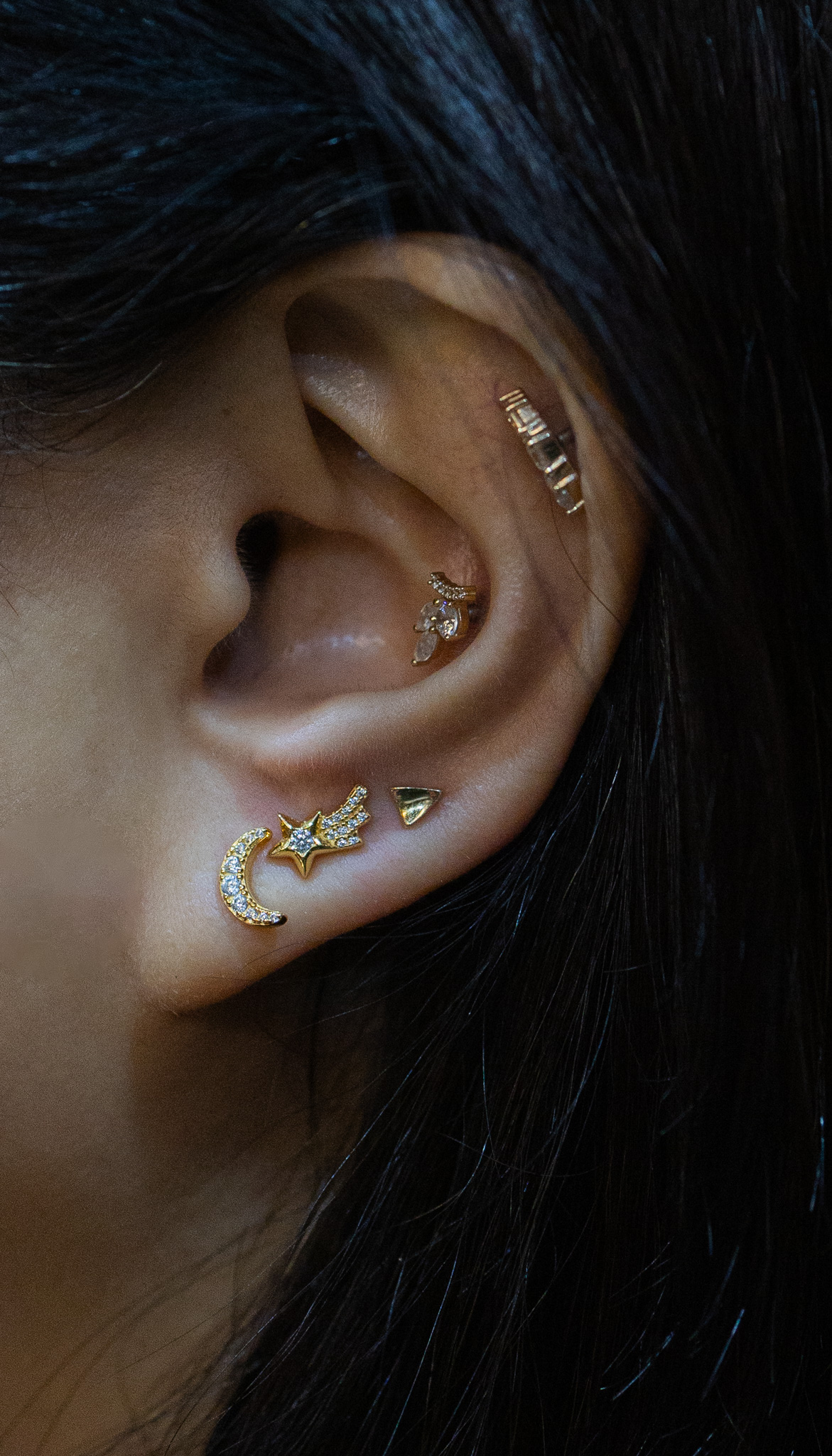 MOON & SHOOTING STAR STUD EARRINGS - Image 3