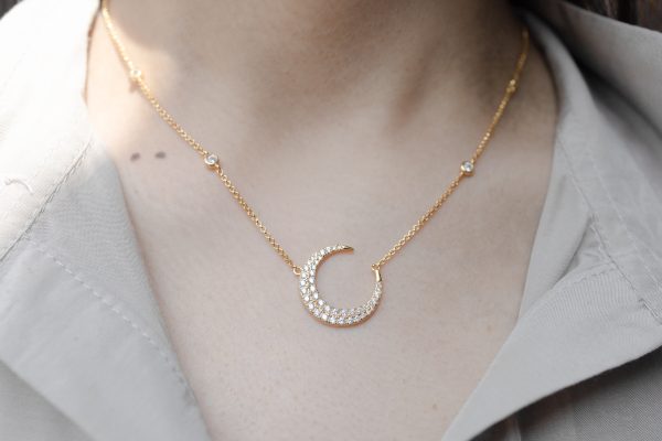 PAVE CRESCENT MOON NECKLACE