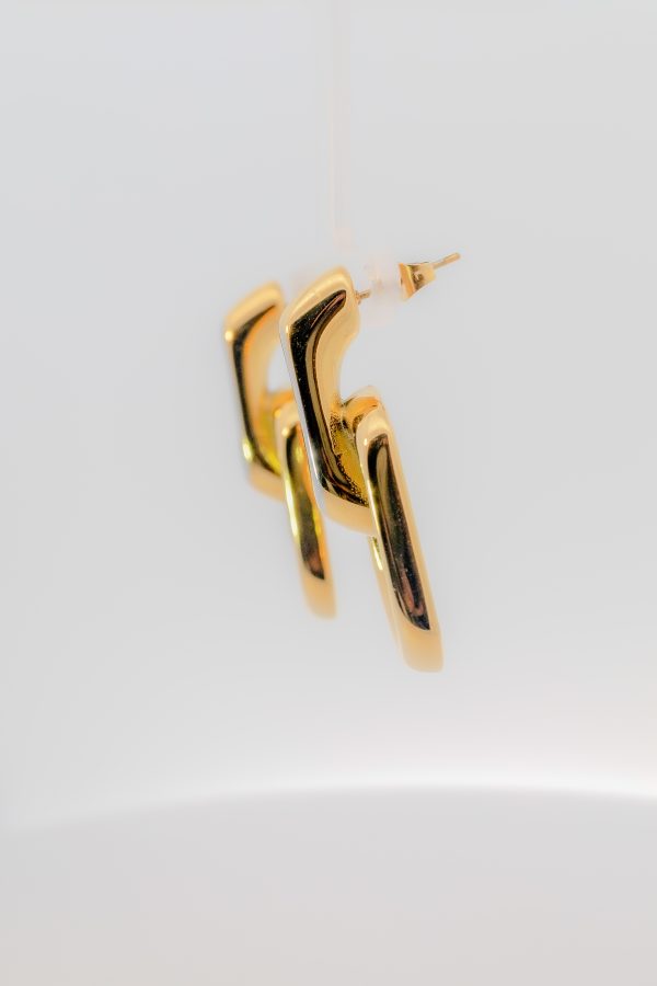 DOUBLE SQUARE TWO TONE EARRINGS