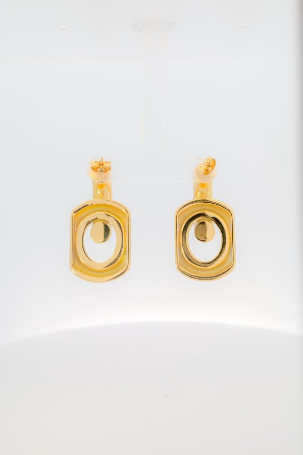 DOUBLE SQUARE TWO TONE EARRINGS
