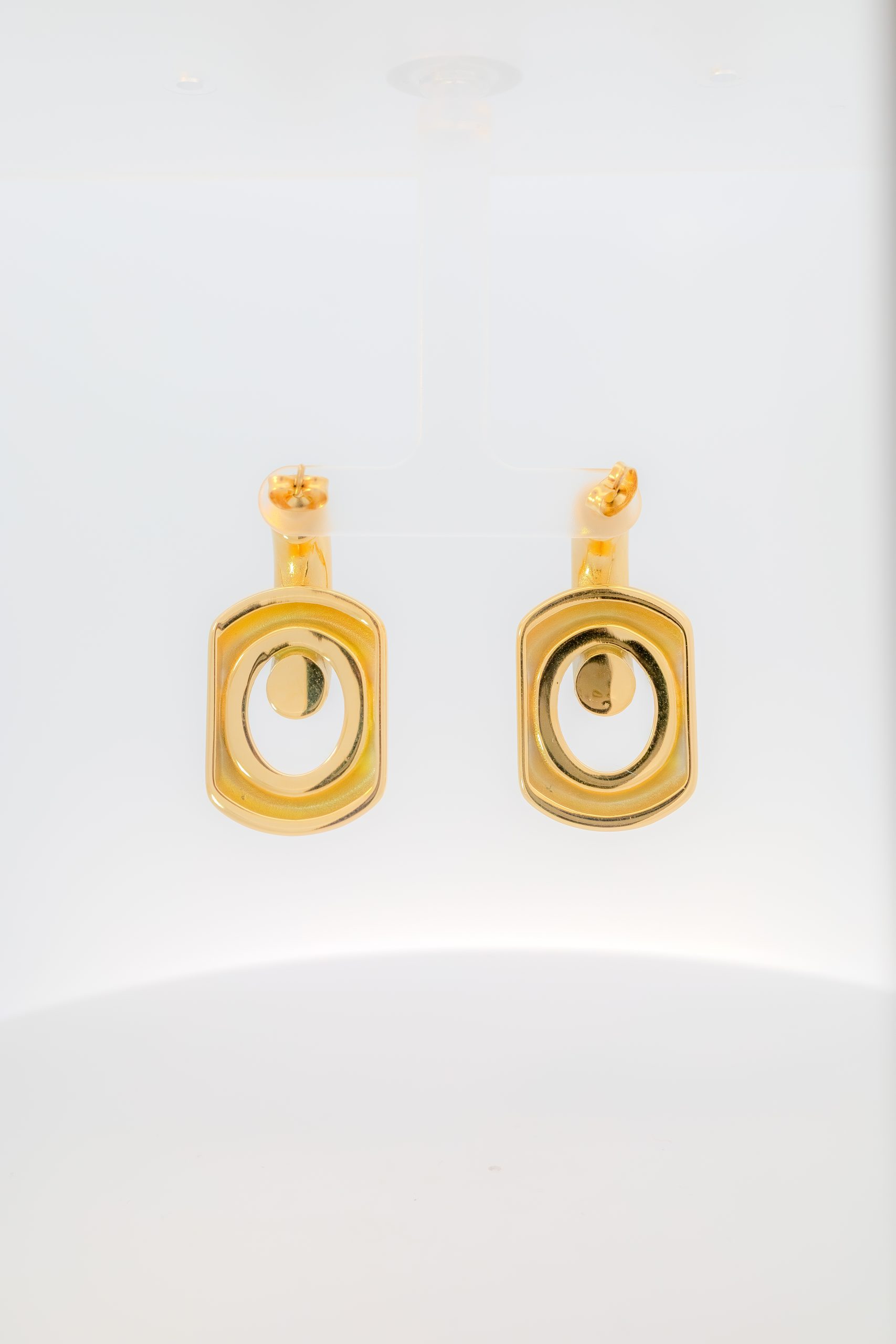 DOUBLE SQUARE TWO TONE EARRINGS - Image 3