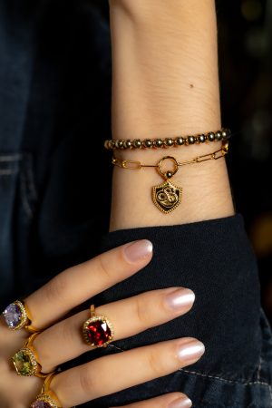 SNAKE SHIELD CHARM PAPER CLIP CHAIN BRACELET - Image 2