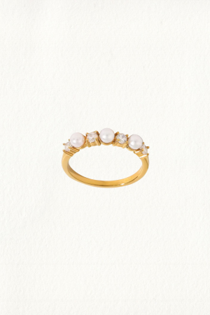 SPARKLY PEARL BAND RING