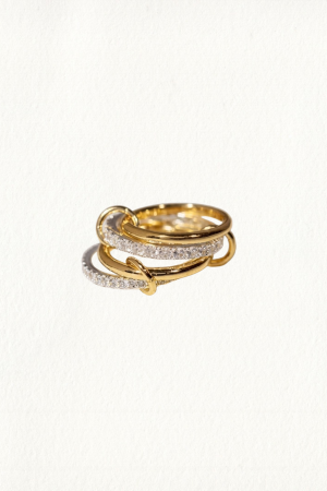 LINKED PAVE FOUR BAND TWO TONE RING