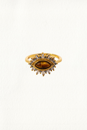 TIGER'S EYE MARQUISE BAGUETTES RING