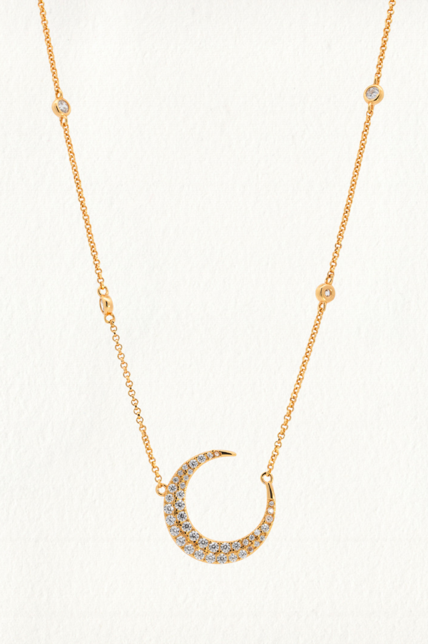 PAVE CRESCENT MOON NECKLACE