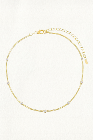 FLOATING BEZEL CURB CHAIN CHOKER NECKLACE