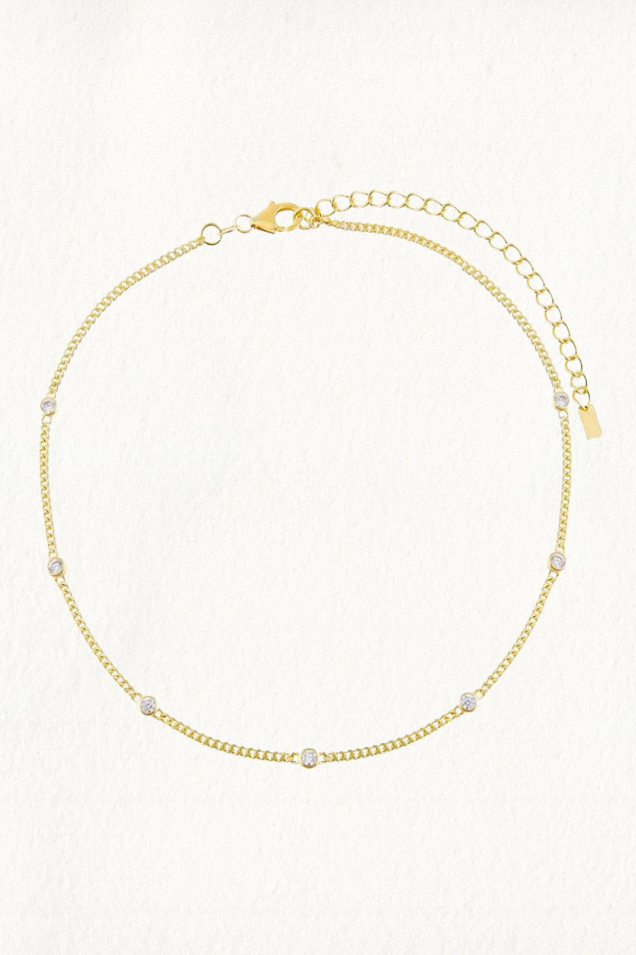 FLOATING BEZEL CURB CHAIN CHOKER NECKLACE - Image 1