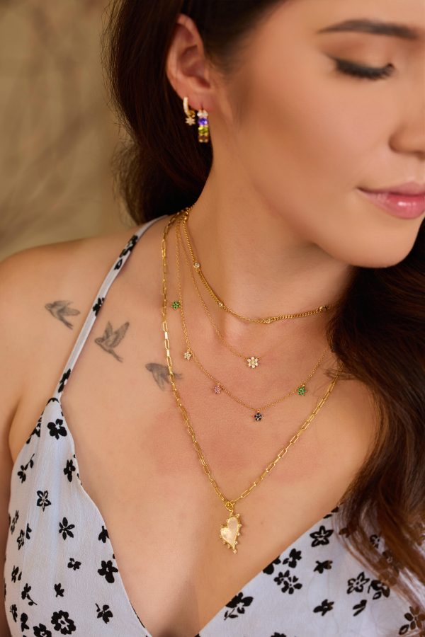 DANGLING GEM FLOWERS NECKLACE