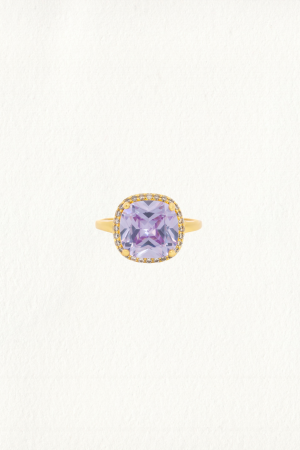 ROUNDED SQUARE LAVENDER COCKTAIL RING - Image 1