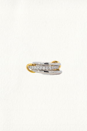 LINKED PAVE BAND TWO TONE RING