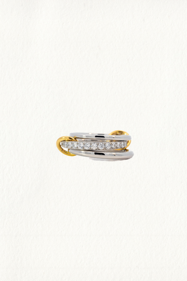 LINKED PAVE BAND TWO TONE RING
