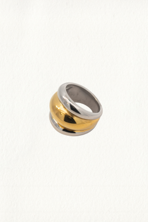 LAYERED TWO TONE RIBBED RING