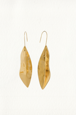 CREASED LEAF DROP EARRINGS