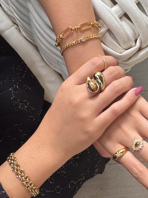 TIGER'S EYE DROP RING