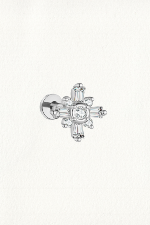 BAGUETTE SUNBURST THREADED STUD EARRING