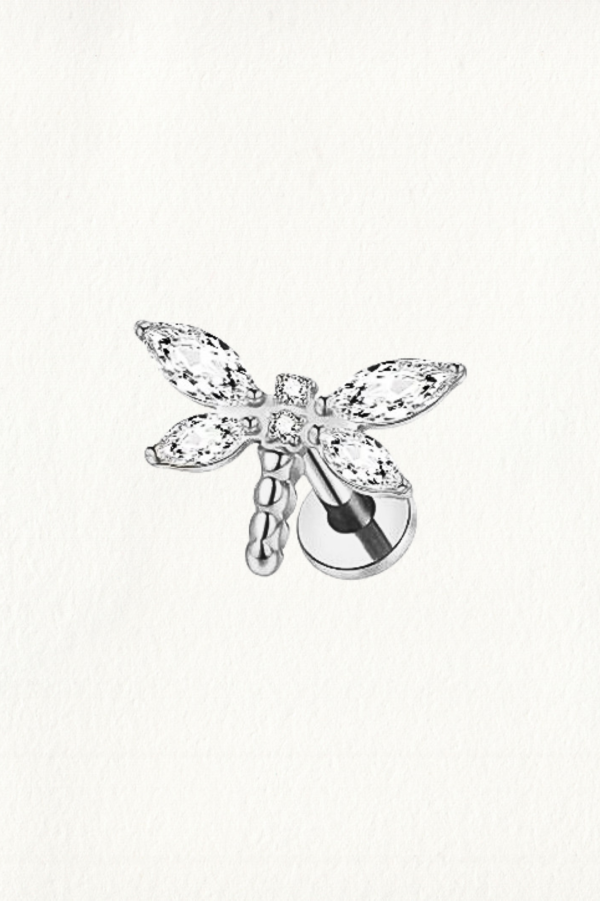 DRAGONFLY ZIRCON WINGS THREADED STUD EARRING