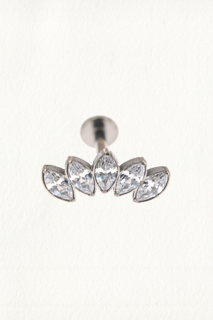 FIVE MARQUISE CURVE THREADED STUD EARRING