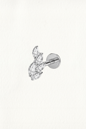 FIVE MARQUISE ZIRCON LEAVES THREADED STUD EARRING