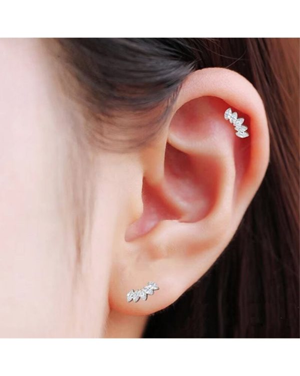 FIVE MARQUISE CURVE THREADED STUD EARRING