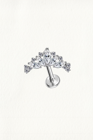 GRADUATED MARQUISE CURVE THREADED STUD EARRING