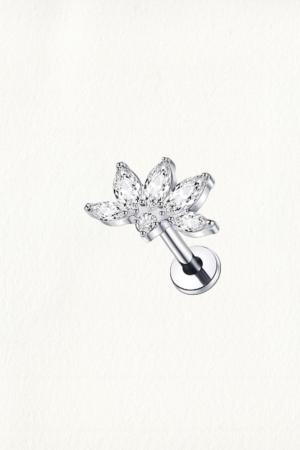 MARQUISE HALF FLOWER THREADED STUD EARRING