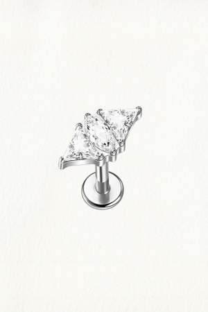 MARQUISE TRIANGLE ZIRCON THREADED STUD EARRING