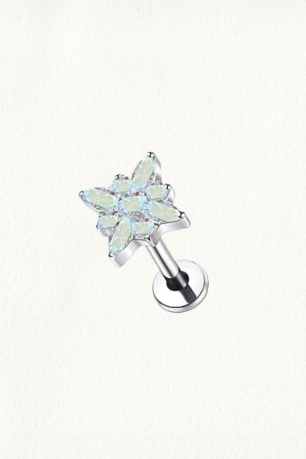 MINT ZIRCON DAFFODIL THREADED STUD EARRING