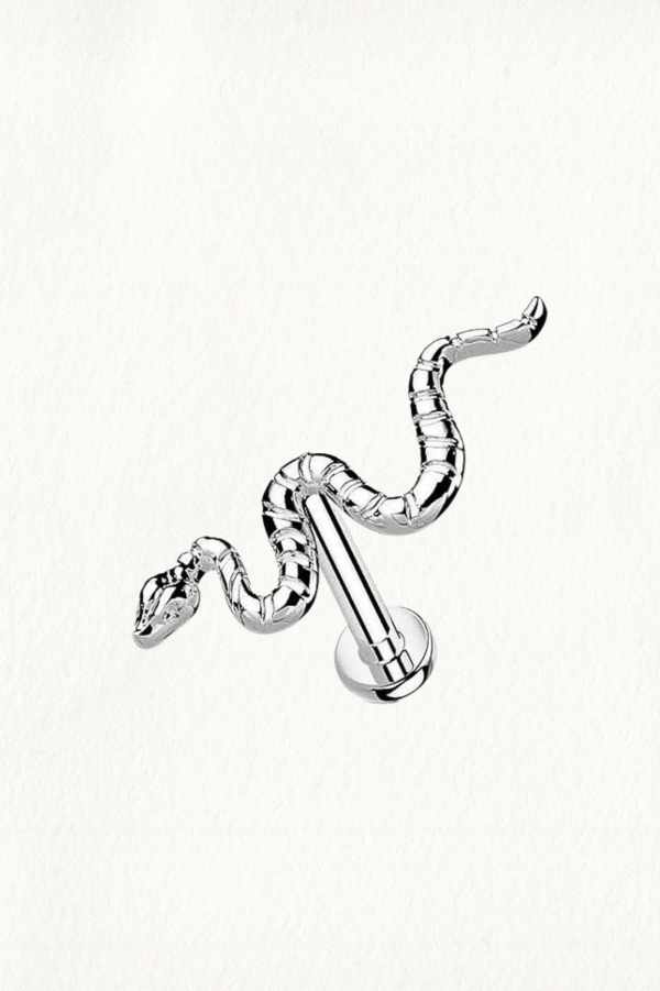 TEXTURED SERPENT THREADED STUD EARRING