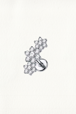 THREE FLOWER GARLAND THREADED STUD EARRING