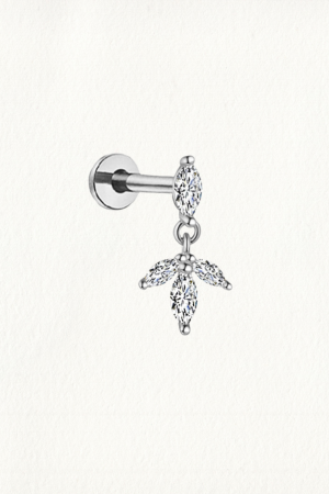 TRIPLE MARQUISE DANGLE THREADED STUD EARRING