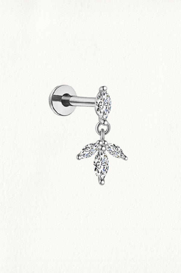 TRIPLE MARQUISE DANGLE THREADED STUD EARRING