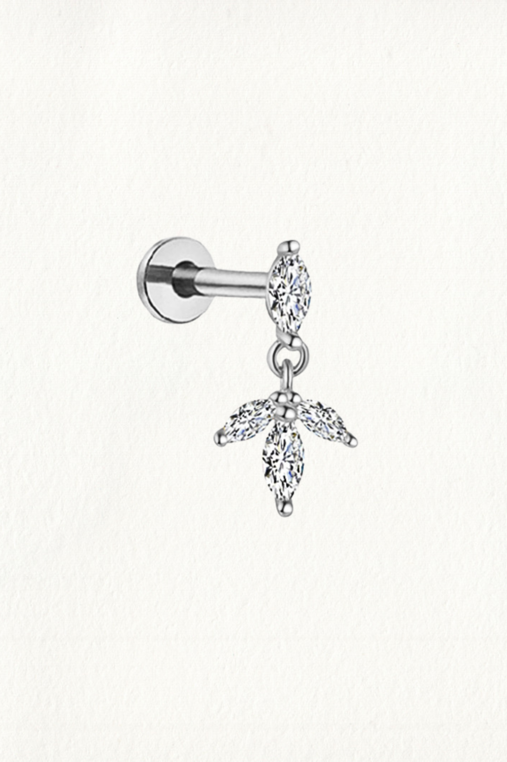TRIPLE MARQUISE DANGLE THREADED STUD EARRING - Image 1