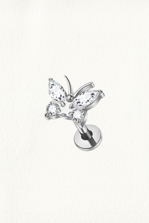 ZIRCON BUTTERFLY THREADED STUD EARRING