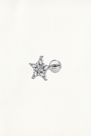 ZIRCON STAR THREADED STUD EARRING
