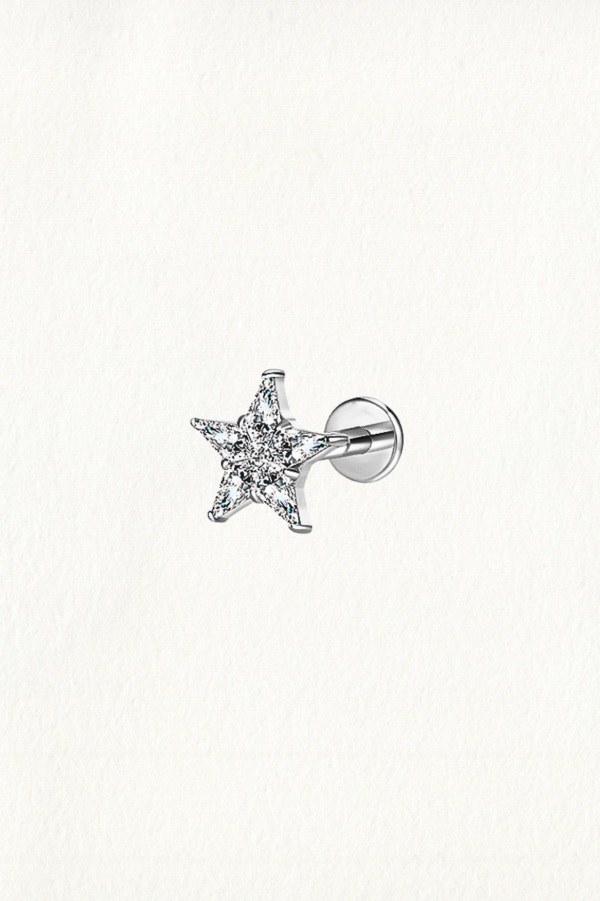 ZIRCON STAR THREADED STUD EARRING